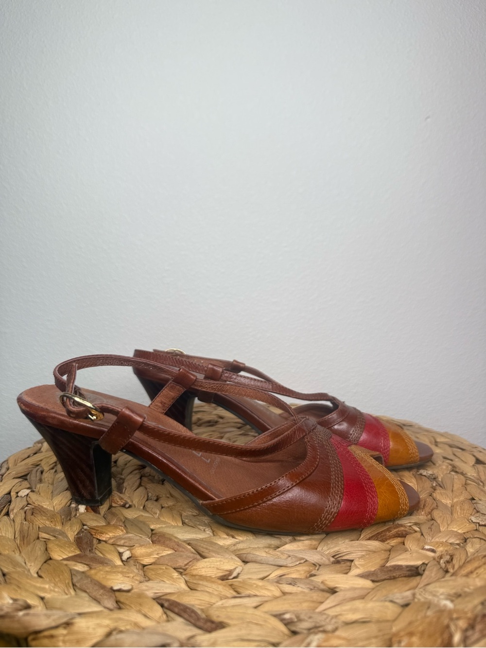Jeffrey Campbell Peep Toe Leather Slingback heels Brown Leather Slingback - Picture 8 of 9